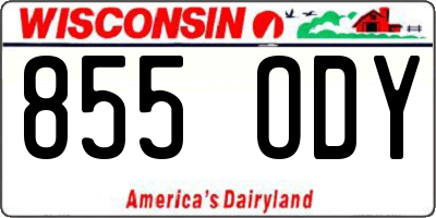 WI license plate 855ODY