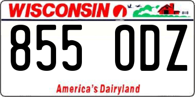 WI license plate 855ODZ