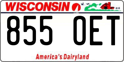 WI license plate 855OET