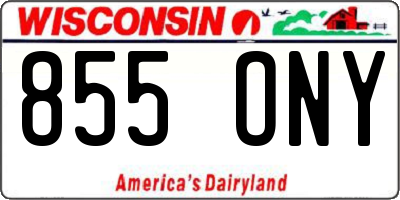 WI license plate 855ONY