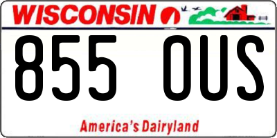 WI license plate 855OUS