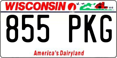 WI license plate 855PKG