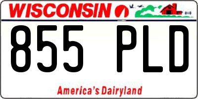 WI license plate 855PLD