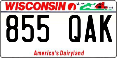 WI license plate 855QAK