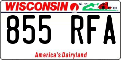 WI license plate 855RFA