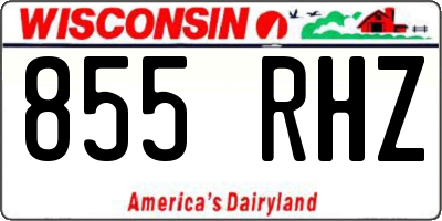 WI license plate 855RHZ