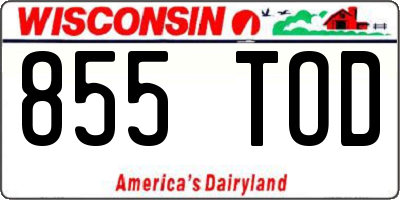 WI license plate 855TOD