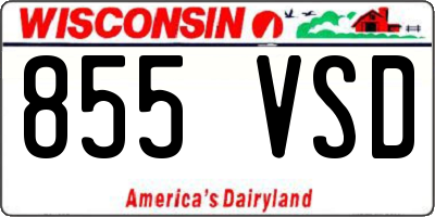 WI license plate 855VSD