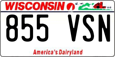 WI license plate 855VSN