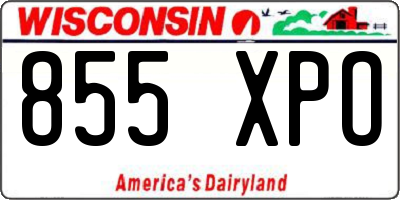 WI license plate 855XPO