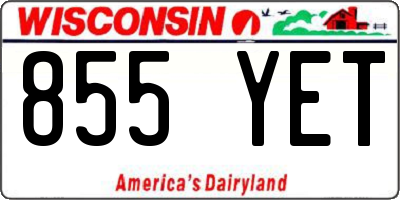 WI license plate 855YET