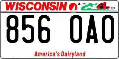 WI license plate 856OAO