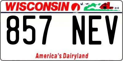WI license plate 857NEV