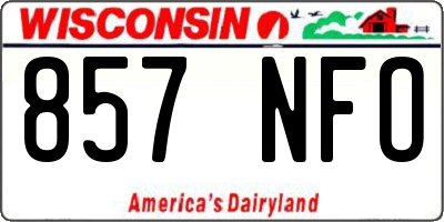 WI license plate 857NFO