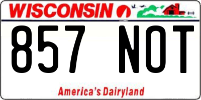 WI license plate 857NOT
