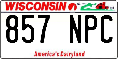 WI license plate 857NPC