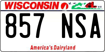 WI license plate 857NSA