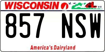 WI license plate 857NSW
