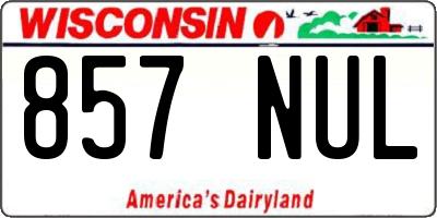 WI license plate 857NUL