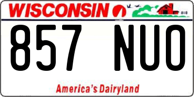 WI license plate 857NUO