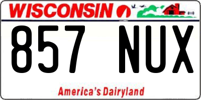 WI license plate 857NUX