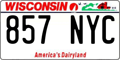 WI license plate 857NYC