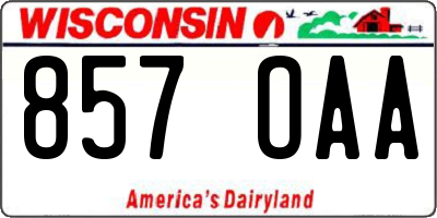 WI license plate 857OAA