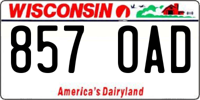WI license plate 857OAD