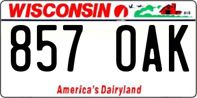 WI license plate 857OAK