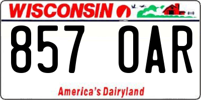 WI license plate 857OAR