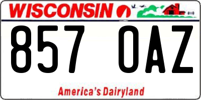 WI license plate 857OAZ