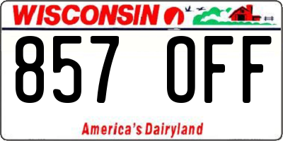 WI license plate 857OFF