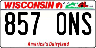 WI license plate 857ONS