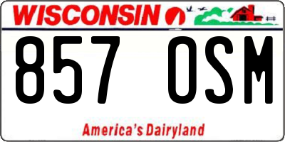 WI license plate 857OSM