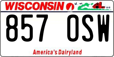 WI license plate 857OSW