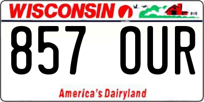 WI license plate 857OUR