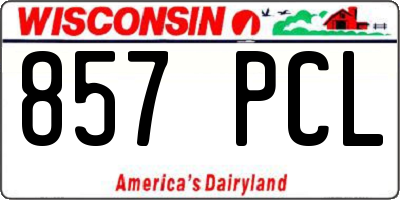 WI license plate 857PCL