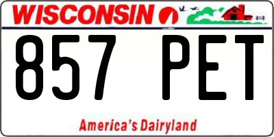 WI license plate 857PET