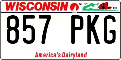 WI license plate 857PKG