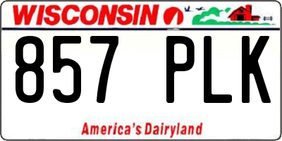 WI license plate 857PLK