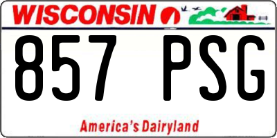 WI license plate 857PSG