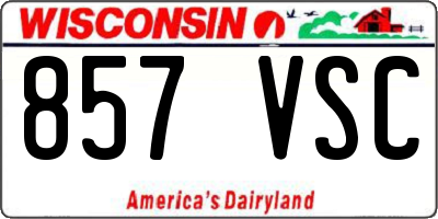 WI license plate 857VSC
