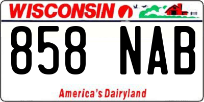 WI license plate 858NAB