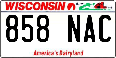 WI license plate 858NAC