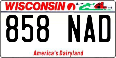 WI license plate 858NAD