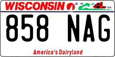 WI license plate 858NAG