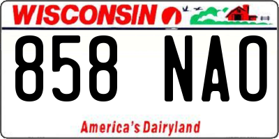 WI license plate 858NAO