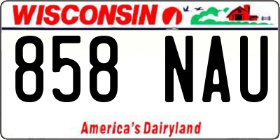WI license plate 858NAU