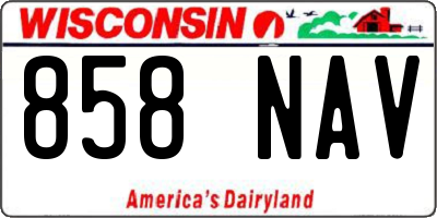 WI license plate 858NAV