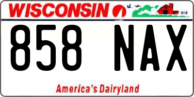 WI license plate 858NAX